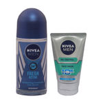 Buy Nivea Men Oil Control Face Wash (50 ml) + Nivea Men Fresh Active Roll On (50 ml) - Purplle