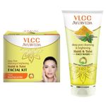 Buy VLCC Ayurveda Haldi Tulsi Facial Kit & Haldi Tulsi Face Wash Combo (150 ml) - Purplle