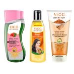 Buy VLCC Ayurveda Shampoo Silky shine & Hair Oil & Kesar Chandan Face Wash Combo (320 g) - Purplle