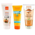 Buy VLCC Sun screen Gel & Scrub& Kesar Chandan Face Wash Combo (180 g) - Purplle