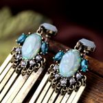 Buy Femnmas Blue Stone Tassel Earrings - Purplle