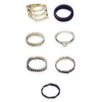 Buy Femnmas Silver Black Fashion Ring Set - Purplle