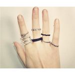 Buy Femnmas Silver Black Fashion Ring Set - Purplle