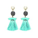 Buy Femnmas Turquoise Blue Tassel Striped Thread Tassel Earrings - Purplle