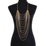 Buy Femnmas Rhinestone Studded Long Tassel Front Panel Neck Body Chain - Purplle