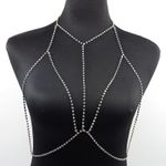Buy Femnmas Cubic Zircon Studded Dual Layer Necklace Silver Bra Chain - Purplle