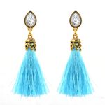 Buy Femnmas Elegant Stone Studded Turquoise Thread Tassel Party Earrings - Purplle