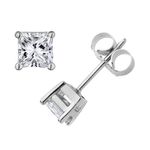 Buy Crunchy Fashion Square Princess Cut Silver Studs - Purplle