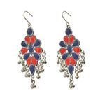 Buy Crunchy Fashion Oxidised Silver Red-Blueafghani Style Drop Earrings - Purplle