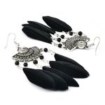 Buy Crunchy Fashion Silver Plated Black Feather Earring For Women & Girls - Purplle
