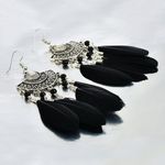 Buy Crunchy Fashion Silver Plated Black Feather Earring For Women & Girls - Purplle