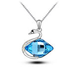 Buy Crunchy Fashion Silver Plated Blue Crystel Stone Swan Nacklace - Purplle