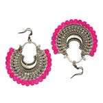 Buy Crunchy Fashion Oxidized Silver Plated Pink Dangler Earrings - Purplle