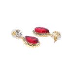 Buy Crunchy Fashion Golden Plated Pink & Red Colored Drop Earring Combo - Purplle