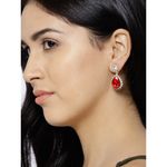 Buy Crunchy Fashion Golden Plated Pink & Red Colored Drop Earring Combo - Purplle
