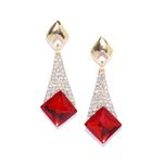 Buy Crunchy Fashion Golden Plated Pink Crystal Stone Dangler Earring - Purplle