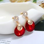 Buy Crunchy Fashion Golden Plated Pink Crystal Stone Drop Earring - Purplle
