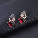 Buy Crunchy Fashion Bunch Of Shining Square Red Crystel Earrings - Purplle