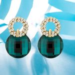 Buy Crunchy Fashion Golden Plated Green Crystal Earrings - Purplle
