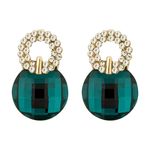 Buy Crunchy Fashion Golden Plated Green Crystal Earrings - Purplle