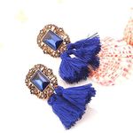 Buy Crunchy Fashion Bohemian Tassel Blue Earrings - Purplle