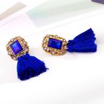 Buy Crunchy Fashion Bohemian Tassel Blue Earrings - Purplle