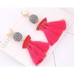 Buy Crunchy Fashion White Stone Pink Tassel Earrings - Purplle