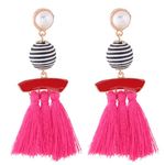Buy Crunchy Fashion White Stone Pink Tassel Earrings - Purplle