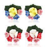 Buy Crunchy Fashion Multi-Colored Floral Studs Combo - Purplle