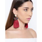 Buy Crunchy Fashion Red Feather Dangler Earring - Purplle