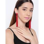 Buy Crunchy Fashion Bohemian Red Beaded Tassel Earrings - Purplle