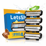 Buy LetsShave Pro 4 Shaving Razor Blades for Men, Pack of 4 Blades Cartridge (4-Count) - Purplle