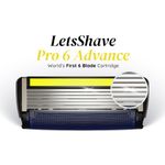 Buy LetsShave Pro 6 Advance Shaving Razor Blades for Men, Pack of 4 Blades Cartridge (4-Count) - Purplle