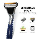 Buy LetsShave Pro 4 Value Kit for Men - 1 Razor Handle + Pack of 4 Blades Cartridge + After Shave Balm + FREE (Shaving Foam-200gm,Razor Cap) - Purplle