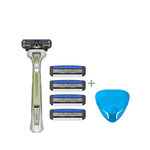 Buy LetsShave Pro 3 Shaving Kit : Razor Handle (Green) +Pack of 4A  Blade Cartridges +A  Free Razor Cap - Purplle
