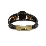 Buy Golden Peacock Unisex Black & Antique Gold Toned Aries Leather Bracelet - Purplle