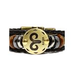 Buy Golden Peacock Unisex Black & Antique Gold Toned Aries Leather Bracelet - Purplle