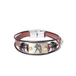 Buy Golden Peacock Unisex Black & Antique Gold-Toned Aquarius Leather Bracelet - Purplle