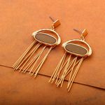 Buy Golden Peacock Gold-Plated & Green Enamel Geometric Drop Earrings - Purplle