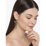 Buy Golden Peacock Gold-Plated & Green Enamel Geometric Drop Earrings - Purplle
