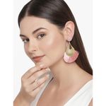 Buy Golden Peacock Gold-Plated & Pink Teardrop Shaped Tassel Drop Earrings - Purplle