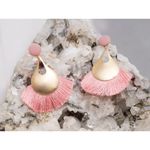 Buy Golden Peacock Gold-Plated & Pink Teardrop Shaped Tassel Drop Earrings - Purplle