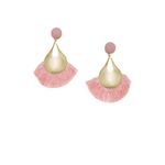 Buy Golden Peacock Gold-Plated & Pink Teardrop Shaped Tassel Drop Earrings - Purplle