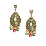 Buy Golden Peacock Multicoloured Oval Drop Earrings - Purplle