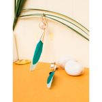 Buy Golden Peacock Gold-Plated & Green Feather Shaped Drop Earrings - Purplle