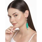 Buy Golden Peacock Gold-Plated & Green Feather Shaped Drop Earrings - Purplle