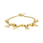 Buy Golden Peacock Gold-Toned Stainless Steel Gold-Plated Charm Bracelet - Purplle