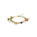 Buy Golden Peacock Gold-Toned Stainless Steel Gold-Plated Charm Bracelet - Purplle