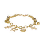 Buy Golden Peacock Gold-Toned Stainless Steel Gold-Plated Charm Bracelet - Purplle
