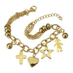 Buy Golden Peacock Gold-Toned Stainless Steel Gold-Plated Charm Bracelet - Purplle